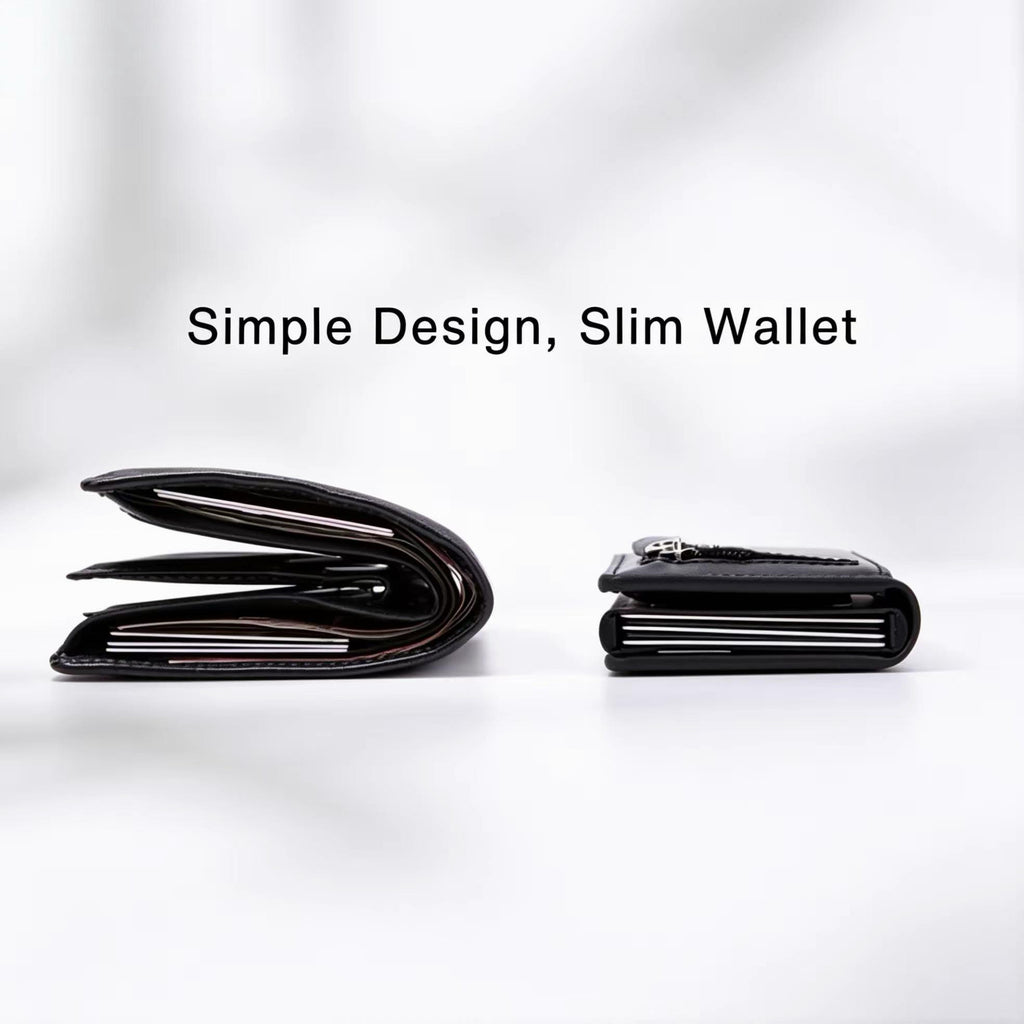 Minimalist RFID Blocking Leather Wallet - Premium Slim Card Holder