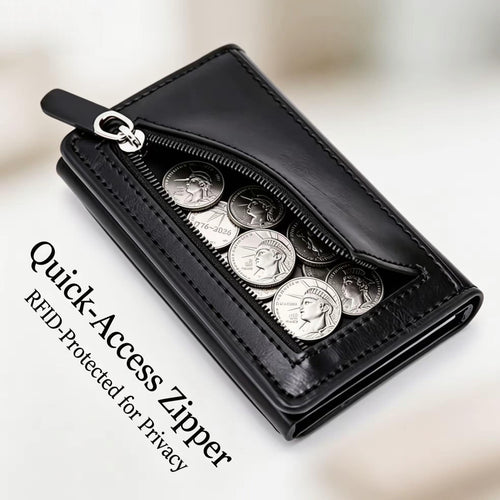 Minimalist RFID Blocking Leather Wallet - Premium Slim Card Holder